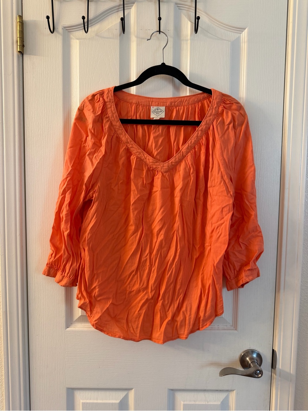 St. John's Bay Bright Orange V-Neck Peasant Blouse
